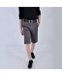 Mens Summer 100%Cotton Breathable Solid Color Knee Length Regular Fit Casual Shorts