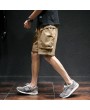 Mesn Outdoor Big Pocket Cargo Shorts Solid Color Casual Knee Length Cotton Shorts