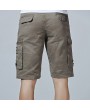 Mens Outdoor Loose Shorts Multi-pocket Solid Color Knee Length Sport Shorts