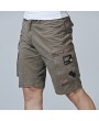 Mens Outdoor Loose Shorts Multi-pocket Solid Color Knee Length Sport Shorts