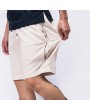 Mens Summer Cotton Linen Elastic Waist Drawstring Solid Color Knee Length Casual Beach Shorts