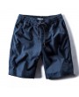 Mens Summer Cotton Linen Elastic Waist Drawstring Solid Color Knee Length Casual Beach Shorts