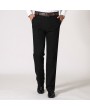 Mens Business Cotton Breathable Trousers Straight Leg Solid Color Casual Pants