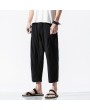 Mens Chinese Style Retro Casual Pants Cotton Linen Loose Beathable Pants