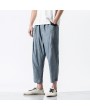 Mens Chinese Style Retro Casual Pants Cotton Linen Loose Beathable Pants