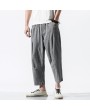 Mens Chinese Style Retro Casual Pants Cotton Linen Loose Beathable Pants