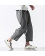 Mens Chinese Style Retro Casual Pants Cotton Linen Loose Beathable Pants