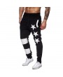 Mens Sport Pants Elastic Waist Drawstring Stars Pattern Casual Sportwear