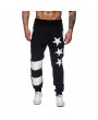 Mens Sport Pants Elastic Waist Drawstring Stars Pattern Casual Sportwear