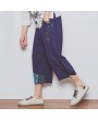 Mens Breathable Cotton Linen Calf Length Harem Pants Baggy Loose Drawstring Casual Shorts