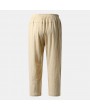 Mens Cotton Linen National Style Breathable Elastic Casual Straight Pants