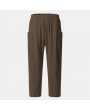 Mens Cotton Linen National Style Breathable Elastic Casual Straight Pants