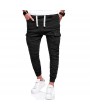 Mens Multi-pocket Cargo Pants Elastic Waist Solid Color Slim Fit Casual Trousers