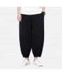 Mens Baggy Pants Streetwear Loose Cotton Linen Harm Pants Chinese Style Trousers