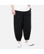 Mens Baggy Pants Streetwear Loose Cotton Linen Harm Pants Chinese Style Trousers