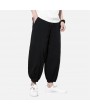 Mens Baggy Pants Streetwear Loose Cotton Linen Harm Pants Chinese Style Trousers