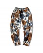 Mens Summer Ethnic Style Printed Baggy Loose Drawstring Breathable 100%Cotton Casual Pants