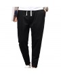 Plus Size Breathable 100% Cotton Drawstring Solid Color Spring Summer Casual Pants for Men