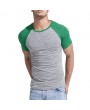 Mens Spring Summer Brief Style Hit Color Round Neck Short Sleeve Slim Fit Casual Sport T-shirt