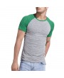 Mens Spring Summer Brief Style Hit Color Round Neck Short Sleeve Slim Fit Casual Sport T-shirt