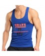 Mens Quick Dry Perspiration Printed Fitness Jogging Sport Tank Tops