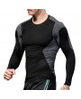 Mens Traning Elastic Quick-drying Breathable Sports Fitness Tights Long Sleeve T Shirt