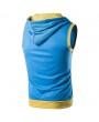 Mens Summer Casual Vest Fashion Stitching Color Sleeveless Hooded Vest