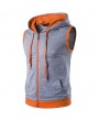 Mens Summer Casual Vest Fashion Stitching Color Sleeveless Hooded Vest