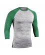 Mens Quick-drying Hit Color Fitness Trainning Sport Three Quarter Sleeve Casual T-shirt