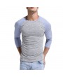 Mens Quick-drying Hit Color Fitness Trainning Sport Three Quarter Sleeve Casual T-shirt