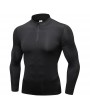 Men Thick Velvet Long Sleeve Running Collar Half Zip Quick Dry Sport Solid Color T-shirt Tops