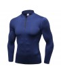 Men Thick Velvet Long Sleeve Running Collar Half Zip Quick Dry Sport Solid Color T-shirt Tops