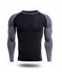 Mens Casual Contrast Color Printing Fitness Tight T-shirt Breathable Comfortable Sport T-shirt