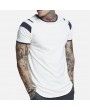 Mens Fashion Patchwork Sport Short Sleeve Elastic Quick-drying Casual Tops