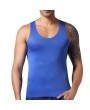 Mens Ice Silk Non-trace Breathable Perspiration Elastic Solid Color Fitness Slim Fit Sport Tank Tops