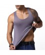 Mens Ice Silk Non-trace Breathable Perspiration Elastic Solid Color Fitness Slim Fit Sport Tank Tops