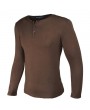 Household Casual Botton Collar T-shirt Round Neck Long Sleeved T-shirt For Men