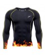 Mens Fitness Training Tight Fleece Lined Thick T-shirt Elastic Quick-drying Long Sleeve Tops