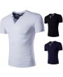 Plus Size Mens Summer Lining Printing Shirt V-neck Short-Sleeved Casual Cotton T-shirt Tees