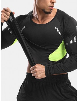 Mens Elastic Quick-drying Breathable Sports Running Training Long Sleeve Casual Skinny Tops