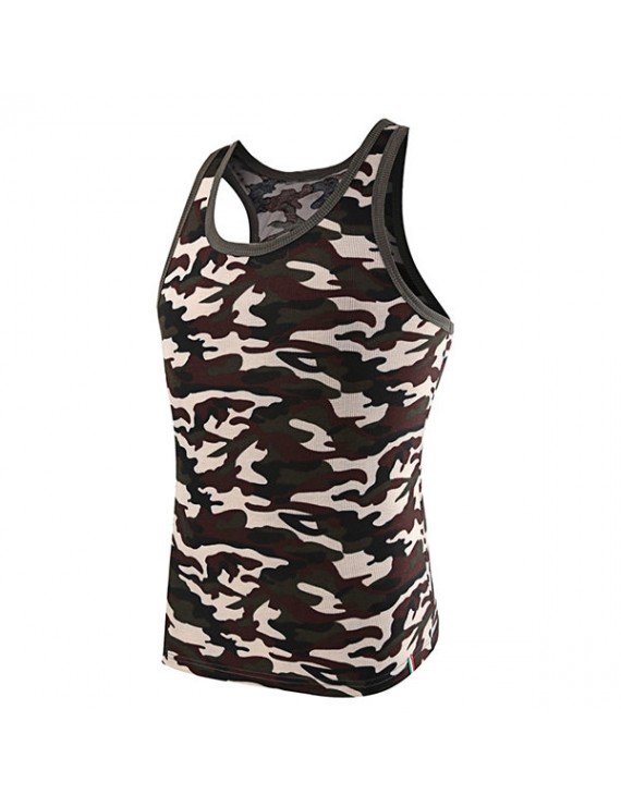 Mens Camouflage Sleeveless Skinny Fit Vest Casual Sport Tank Tops