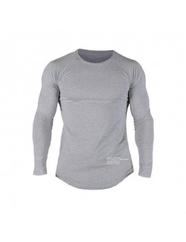 Mens Sport Cotton Breathable Tops Solid Color O-neck Long Sleeve Casual T shirt