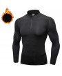 Men Fleece Long Sleeve Running Collar Half Zip Quick Dry Sport Solid Color T-shirt Tops