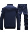 Mens Casual Sport Suits Stand Collar Zip Up Baseball Sweatshirt Elastic Waist Joggers Sport Pants