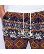 Mens Ethnic Style Printed Drawstring Elastic Waist Slim Fit Casual Fitness Running Pants