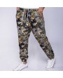 Mens Ethnic Style Printed Drawstring Elastic Waist Slim Fit Casual Fitness Running Pants