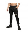 Mens Black Elastic Waist Drawstring Solid Color Slim Fit Casual Cotton Sport Pants