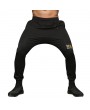 Mens Black Elastic Waist Drawstring Solid Color Slim Fit Casual Cotton Sport Pants