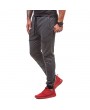 Mens Holes Design Solid Color Drawstring Slim Fit Fitness Jogging Casual Sport Pants