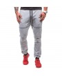 Mens Holes Design Solid Color Drawstring Slim Fit Fitness Jogging Casual Sport Pants